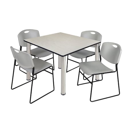 Regency Kee Square Table & Chair Set, Wood, Metal, Polypropylene Top TB4848PLBPCM44GY